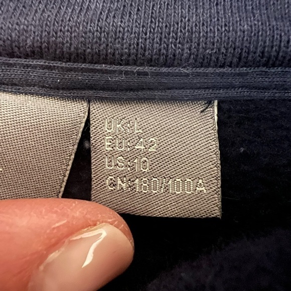 Sweaty Betty navy blue 1/4 zip fleece sherpa pullover drawstring sz 10 cozy yoga - Picture 4 of 9